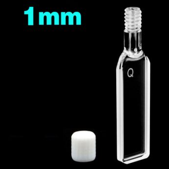 Quartz 1mm Screw-Cap Cuvette, 0.35ml, Molded 83, Two-way Light, Screw Cap, 1pc/ea, C012TS8