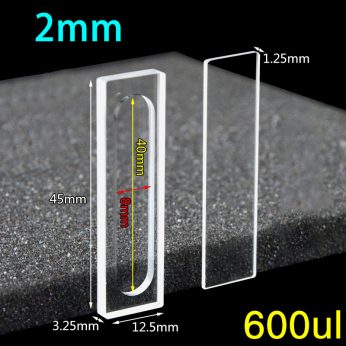 Quartz 2mm Detachable Cuvette, 600ul, Sintered 83, Two-way Light, Quartz Cover, 1pc/ea, C022CR4