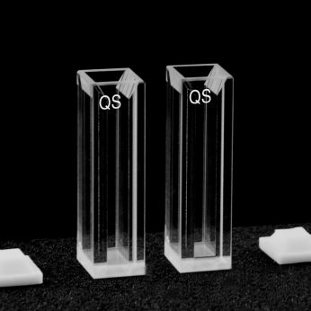 Quartz 10mm Fluorescence Ultra-Micro Cuvette, 1750ul, Molded 83, Four-Way Light, PTFE Cap, Pack of Two, C104CE10