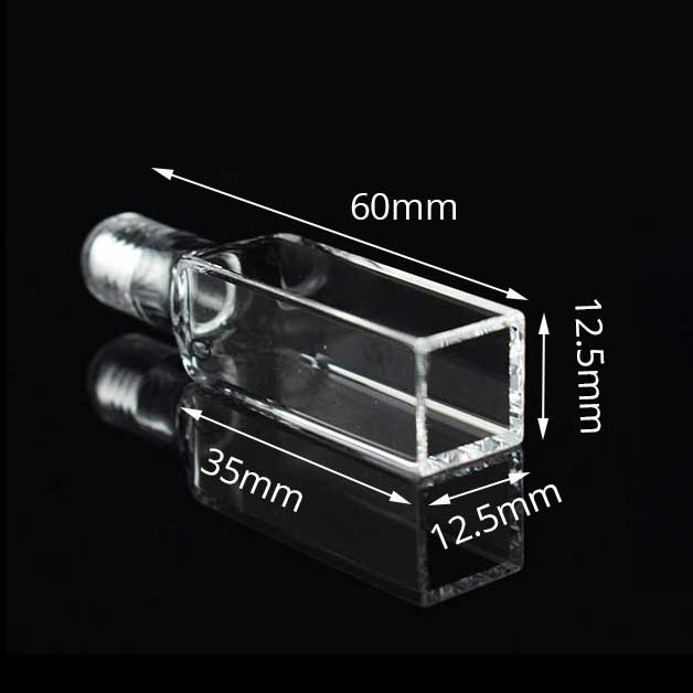Custom screw-cap quartz cuvette 4-window center hole machined
