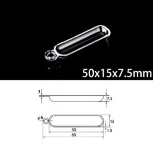 (MQM288) Quartz Combustion Boat, Single Handle, Volume: 3ml, Size: 50x15x7.5mm
