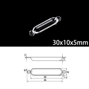 (MQM303) Quartz Combustion Boat, Double Handle, Volume: 0.5ml, Size: 30x10x5mm