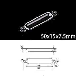(MQM305) Quartz Combustion Boat, Double Handle, Volume: 18ml, Size: 50x15x7.5mm