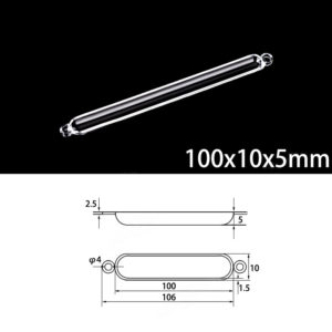 (MQM309) Quartz Combustion Boat, Double Handle, Volume: 3ml, Size: 100x10x5mm