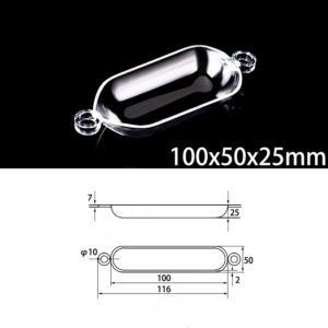 (MQM316) Quartz Combustion Boat, Double Handle, Volume: 55ml, Size: 100x50x25mm