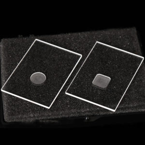(MQX049) Specimen Holders for X-ray Diffraction (XRD), Rectangular, Size: 50x35mm, Thick: 1.6mm, Square Sample Reception Size: 10x10mm, Depth: 0.5mm, Rigaku, Optical Glass