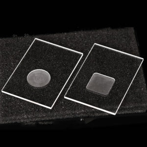 (MQX051) Specimen Holders for X-ray Diffraction (XRD), Rectangular, Size: 50x35mm, Thick: 1.6mm, Square Sample Reception Size: 15x15mm, Depth: 0.5mm, Rigaku, Optical Glass