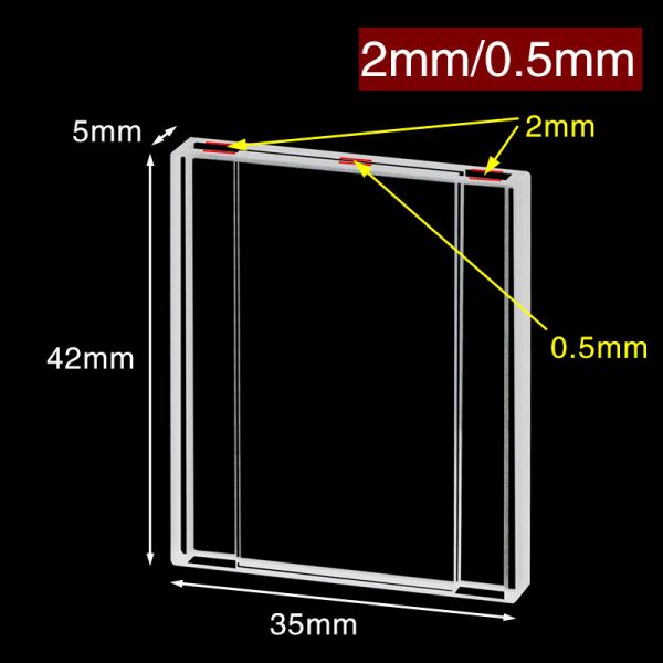 C0.52WS 2mm 0.5mm Custom Quartz Sample Flow Cell Two way Light 1pc ea