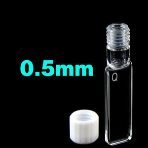 Quartz 0.5mm Threaded  Cuvette, 175ul, Molded 83, Four-Way Light, Screw Cap, 1pc/ea, C0.54CS