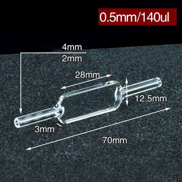 C0.54WS 0.5mm 4mm OD Diameter Flow Cuvette 140ul Four Way Light 1pc ea