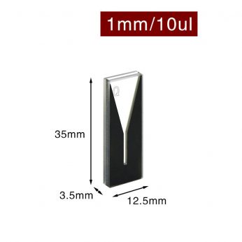 Quartz 1mm Ultra-Micro Cuvette, 10ul, Standard 80, Two-way Light, PTFE Cap, 1pc/ea, C012CS4