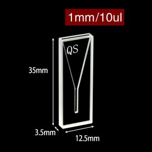 Quartz 1mm Ultra-Micro Cuvette, 10ul, Standard 80, Two-way Light, No Cap, 1pc/ea, C012CS5