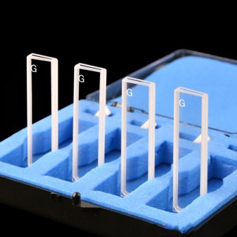 Glass 1mm Glass Cuvette, 350ul, Standard 80, Two-way Light, PTFE Cap, Pack of four, C012CS7