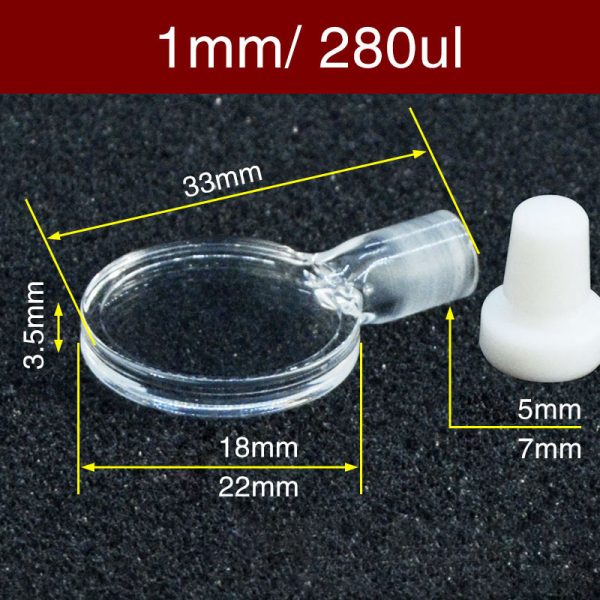 C012SS1 1mm Stoppered Cylindrical Cuvette 280u Two way Light Stopper 1pc ea