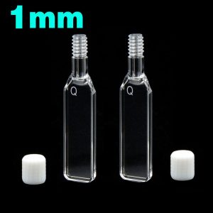 Quartz 1mm Threaded Cuvette, 350ul, Molded 83, Four-Way Light, Screw Cap, Pack of Two, C014CS1