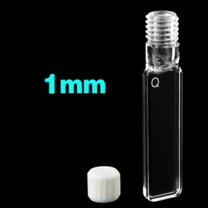 Quartz 1mm Large Screw-Cap Cuvette, 350ul, Molded 83, Four-Way Light, Screw Cap, 1pc/ea, C014CS11