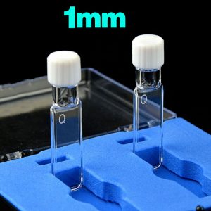 Quartz 1mm Large Screw-Cap Cuvette, 350ul, Molded 83, Four-Way Light, Screw Cap, Pack of Two, C014CS13