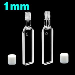 Quartz 1mm Threaded Cuvette, 350ul, Molded 83, Two-Way Light, Screw Cap, Pack of Two, C014CS4