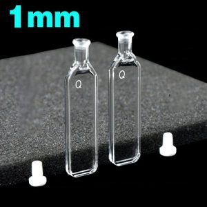 Quartz 1mm Stoppered Fluorescence Cuvette, 430 µl, Molded 83, Four-Way Light, PTFE Stopper, Pack of Two, C014SS1