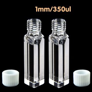 Quartz 1/10mm Quartz Micro Cuvette, 350ul, Molded 83, Four-Way Light, Screw Cap, Pack of Two, C014TE1