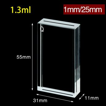Quartz 1mm/25mm Quartz Sample Flow Cell, 1.3ml, Standard 80, Four-Way Light,  1pc/ea, C014WS