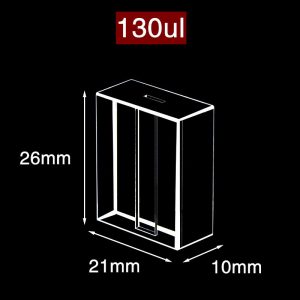 Quartz 1/5mm Fluorescence Flow Cell, 130ul, Standard 80, six-way light, 1pc/ea, C016WS