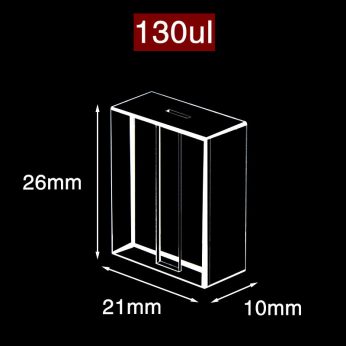 Quartz 1/5mm Fluorescence Flow Cell, 130ul, Standard 80, six-way light,  1pc/ea, C016WS