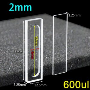 Quartz 2mm Detachable Cuvette, 600ul, Sintered 83, Two-way Light, Quartz Cover, 1pc/ea, C022CR4