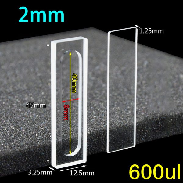 C022CR4 2mm Detachable Cuvette 600ul Two way Light Quartz Cover 1pc ea