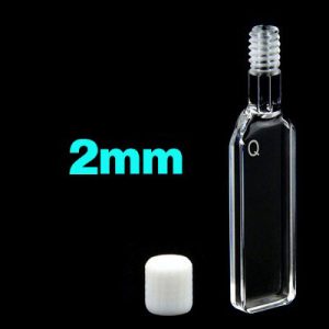 Quartz 2mm Threaded  Cuvette, 700ul, Molded 0.01, Two-way Light, Ptfe Cap, 1pc/ea, C022TF1