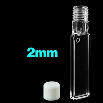 Quartz 2mm Threaded  Cuvette, 700ul, Molded 0.01, Two-way Light, Ptfe Cap, 1pc/ea, C022TF2