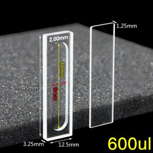 Quartz 2mm Detachable Cuvette, 600ul, Molded 83, Two-way Light, Quartz Cover, 1pc/ea, C022WE