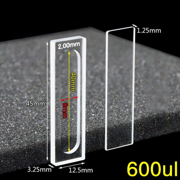 C022WE 2mm Detachable Cuvette 600ul Two way Light Quartz Cover 1pc ea
