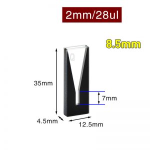 Quartz 2mm Ultra-Micro Cuvette, 28ul, Standard 80, Two-way Light, No Cap, 1pc/ea, C022WS1