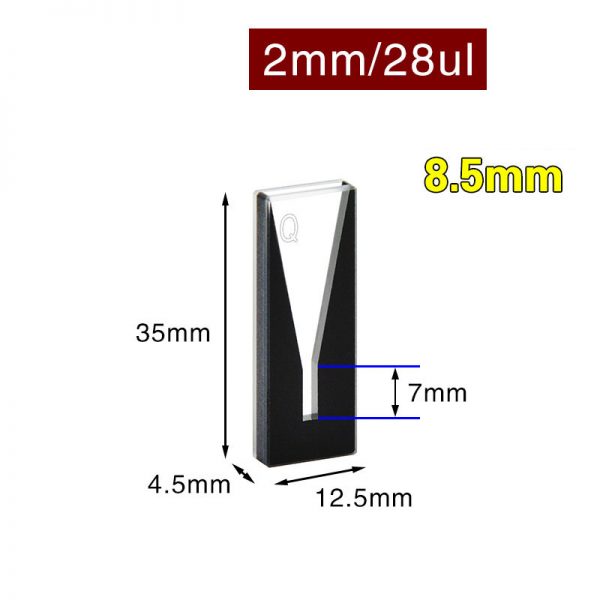 C022WS1 2mm Ultra Micro Cuvette 28ul Two way Light PTFE Cap 1pc ea