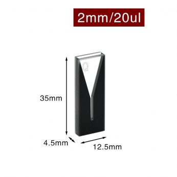Quartz 2mm Ultra-Micro Cuvette, 20ul, Standard 80, Two-way Light, PTFE Cap, 1pc/ea, C022WS2