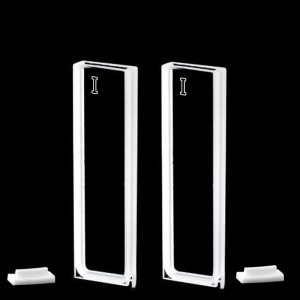 IR Quartz (JGS3) 2mm Standard Cuvette, 700ul, Standard 80, Four-Way Light, PTFE Cap, Pack of Two, C024CS1