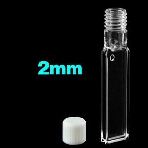 Quartz 2mm Threaded  Cuvette, 700ul, Molded 83, Four-Way Light, Screw Cap, 1pc/ea, C024TS2