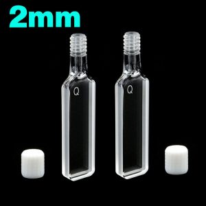 Quartz 2mm Threaded  Cuvette, 700ul, Molded 83, Two-Way Light, Screw Cap, Pack of Two, C024TS4