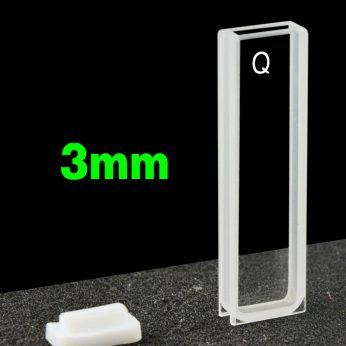 Quartz 3mm Standard Cuvette, 1.05ml, Sintered 80, Two-way Light, PTFE Cap, 1pc/ea, C032CA