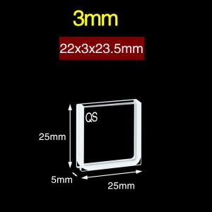 Quartz 3mm Quartz Two-Way Cuvette, 1ml, Sintered 83, Two-way Light, No Cover, 1pc/ea, C032CR5