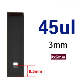 Quartz 3mm Fluorescence Micro Cuvette, 45ul, Standard 80, three-way light,  1pc/ea, C033CS