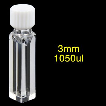 Quartz 3/10mm Quartz Micro Cuvette, 1050ul, Molded 83, Four-Way Light, Screw Cap, 1pc/ea, C034TE