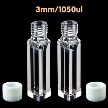 Quartz 3/10mm Quartz Micro Cuvette, 1050ul, Molded 83, Four-Way Light, Screw Cap, Pack of Two, C034TE1