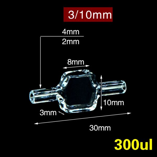 C034WS 3mm 4mm OD Diameter Flow Cuvette 300ul Four Way Light 1pc ea