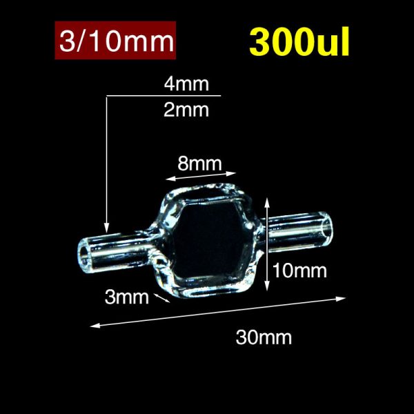C034WS1 3 10mm Fluorescence Flow Cuvette 300ul Four Way Light 1pc ea