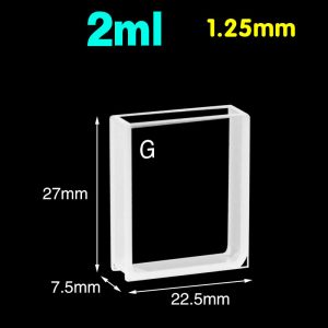 Glass 5mm Glass Wide-Pathlength Cuvette, 2ml, Standard 80, Two-way Light, Open-Top, 1pc/ea, C052CS6