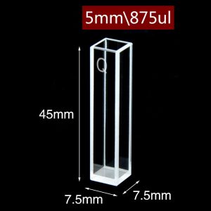 Quartz 5mm Fluorescence Cuvette (5mm compact), 875ul, Sintered 83, Four-Way Light, 1pc/ea, C054CS1