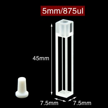 Quartz 5mm Cuvette With Stopper, 875ul, Standard 80, Four-Way Light, Stopper, 1pc/ea, C054SS