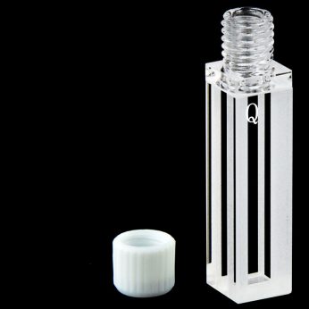 Quartz 5mm Threaded Fluorescence 
Micro Cuvette, 875ul, Sintered 83, Four-Way Light, Screw Cap, 1pc/ea, C054TR